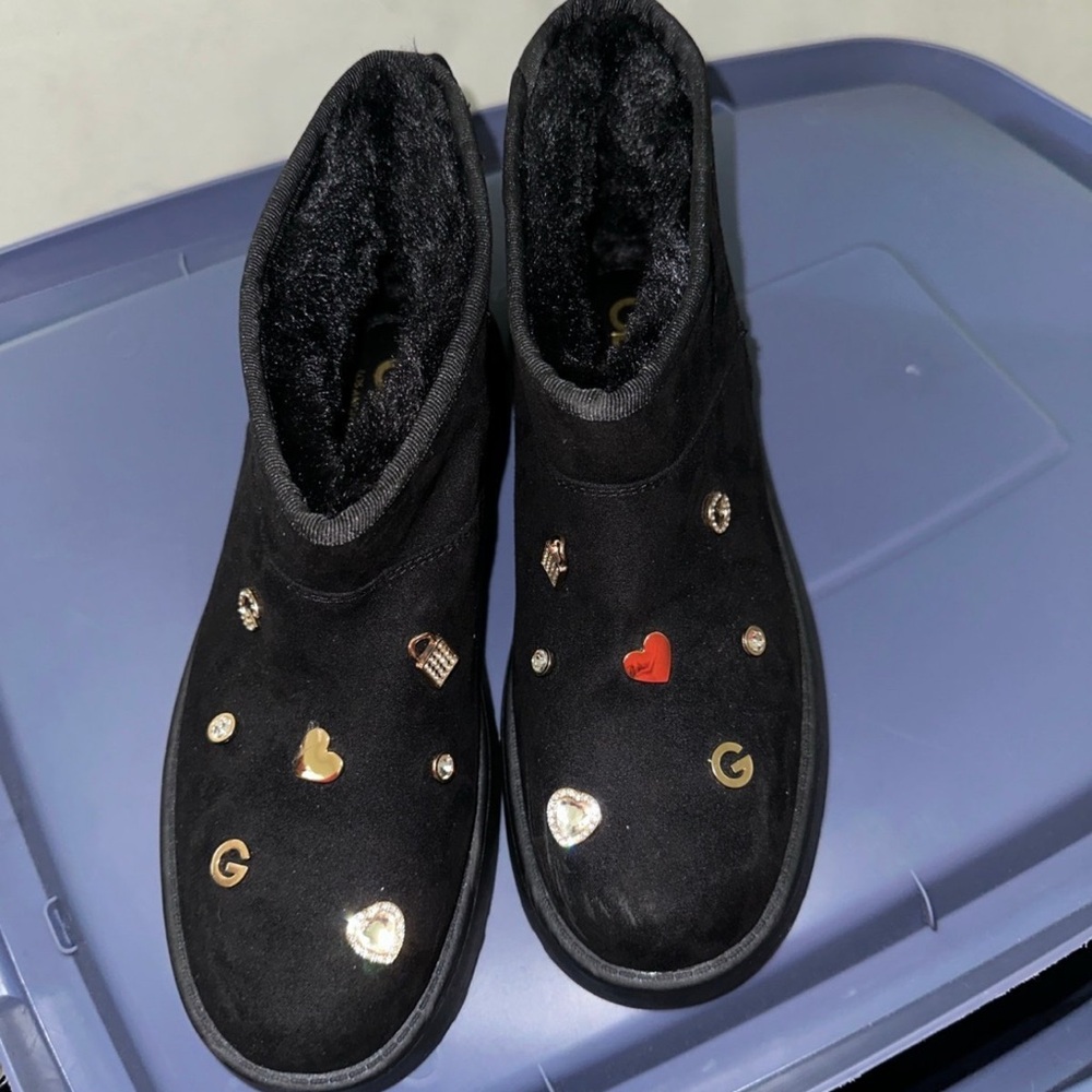 GBG Los Angeles Black and Gold Ankle Booties